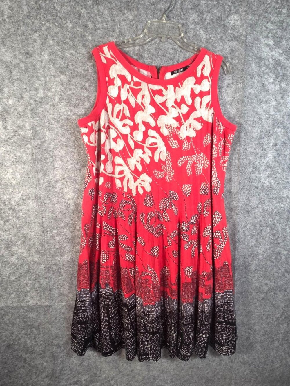 NIC+ZOE Plus Size Dress 3X Red Floral Fit Flare Sleeveless Boho Midi